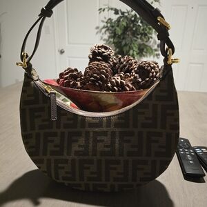 Fendi Black and Brown Logo Crossbody Bag